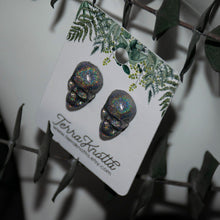 Load image into Gallery viewer, Holographic Skull Studs