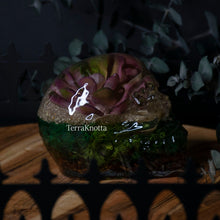 Load image into Gallery viewer, Purple Green Succulent Terrarium Skull