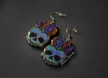 Load image into Gallery viewer, Colorshift Skull Crystal Earrings
