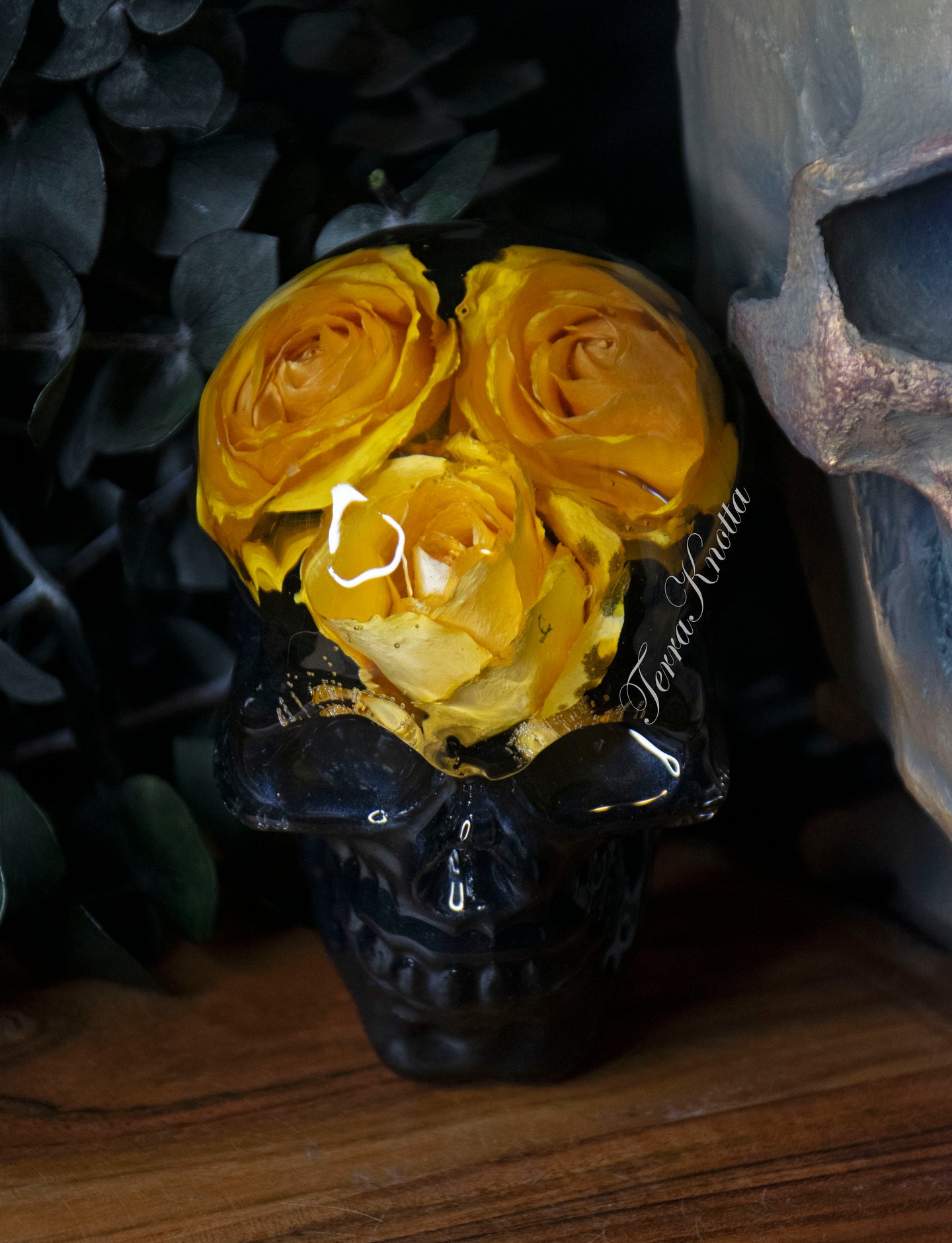 Yellow Rose Black Skull