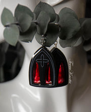 Load image into Gallery viewer, Black Gothic Window Earrings
