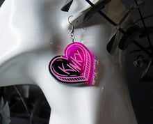 Load image into Gallery viewer, Kinky Pink and Black Heart Earrings

