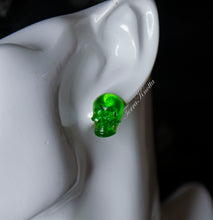 Load image into Gallery viewer, Green Skull Studs
