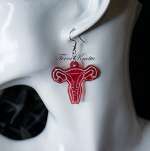 Load image into Gallery viewer, Transparent Red Uterus Earrings
