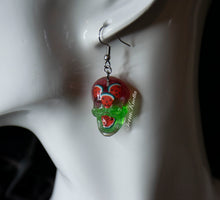 Load image into Gallery viewer, Watermelon Skull Earrings
