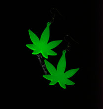 Load image into Gallery viewer, Glow Cannabis Leaf Earrings
