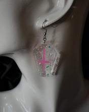 Load image into Gallery viewer, Pink Glitter Coffin Earrings
