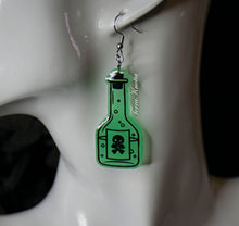 Load image into Gallery viewer, Green/Teal Glow Potion Bottle Earrings
