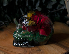 Load image into Gallery viewer, Dark Magenta Rose Cicada Moss Skull
