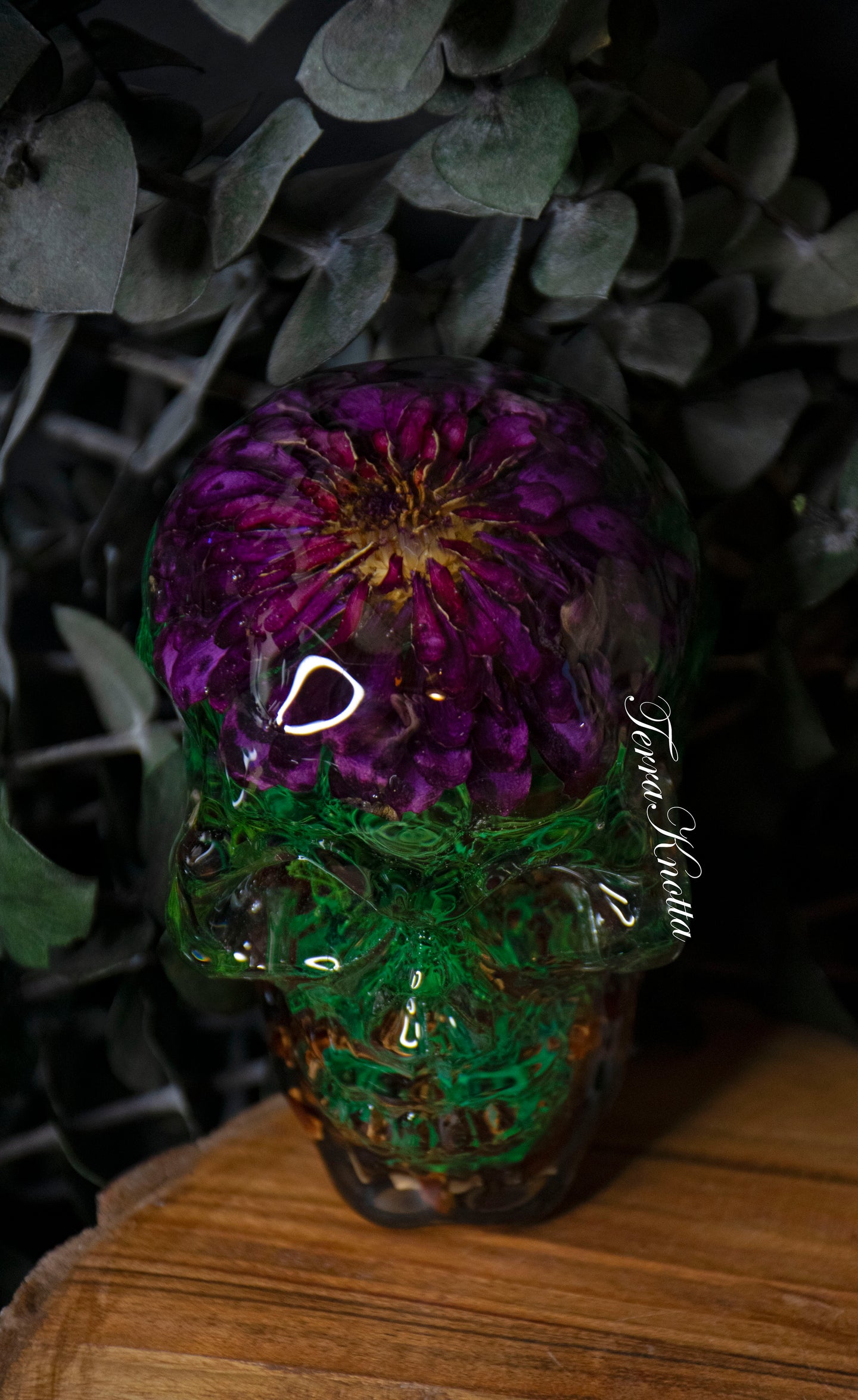 Purple Zinnia Moss Skull