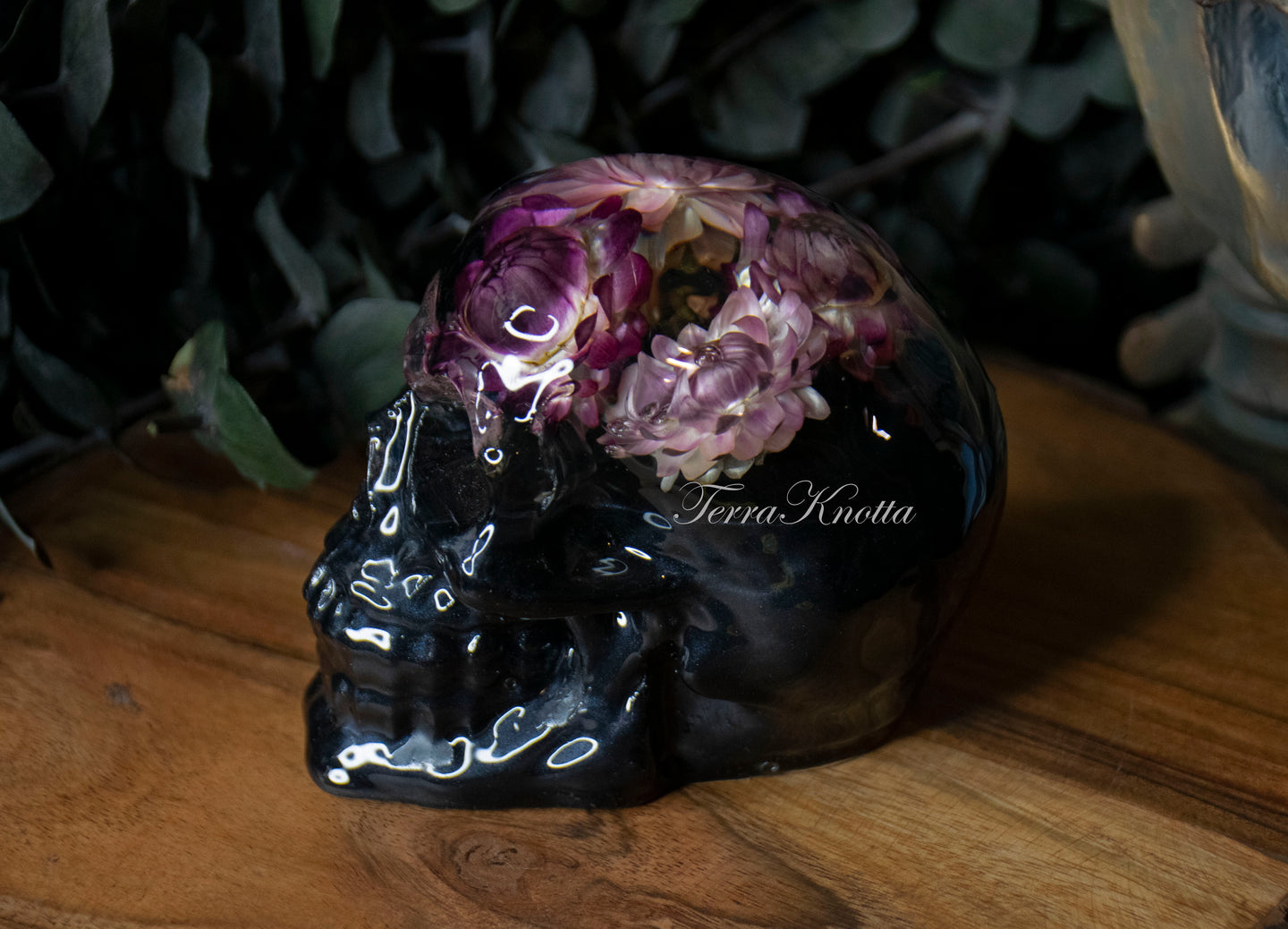 Pink Strawflower Skull