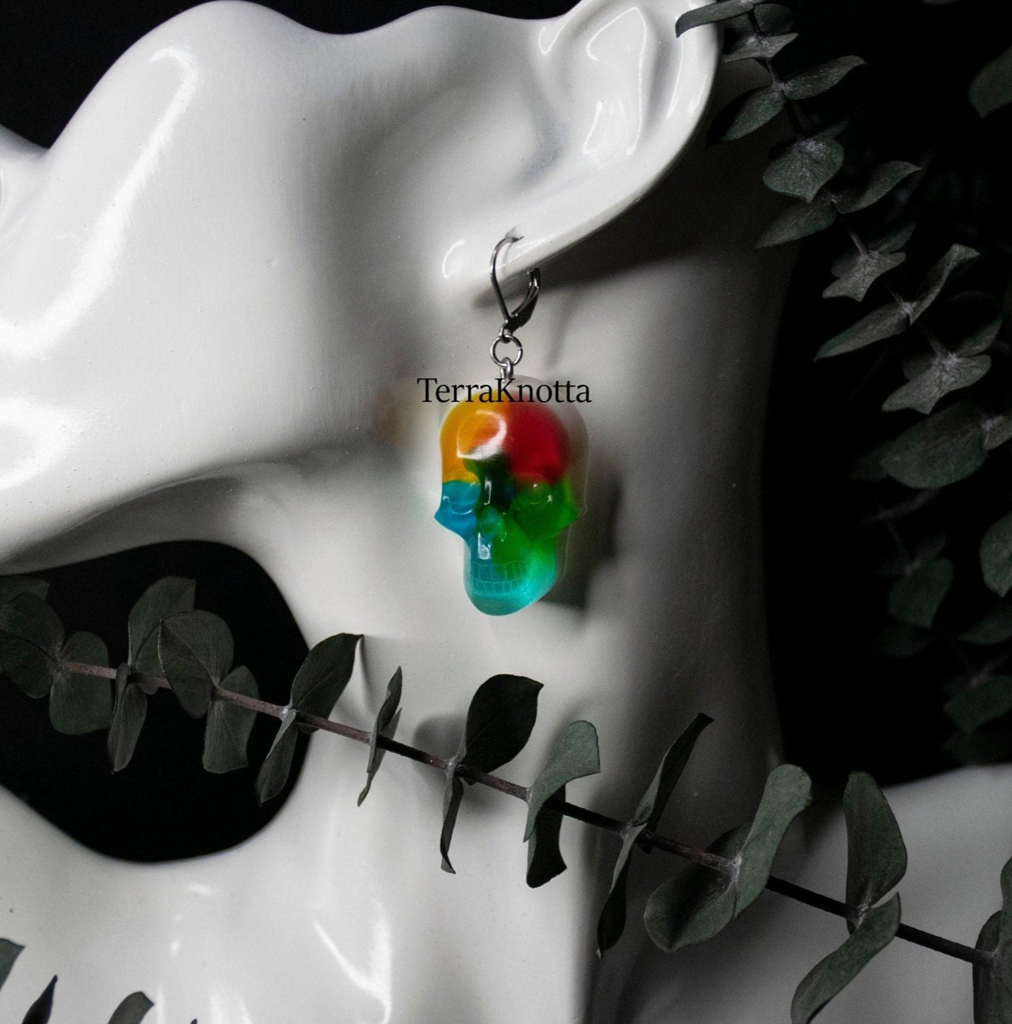 Gummy Resin Skull Rainbow Earrings