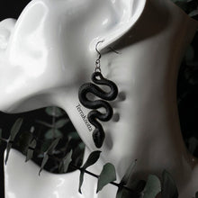 Load image into Gallery viewer, Black Snake Earrings
