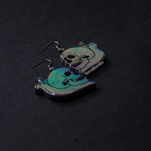 Load image into Gallery viewer, Holographic Snail Skull Dangle Earrings
