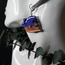 Load image into Gallery viewer, Copper &amp; Purple Snail Skull Earrings
