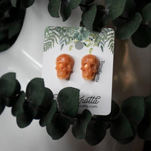 Load image into Gallery viewer, Peach &amp; Copper Skull Studs
